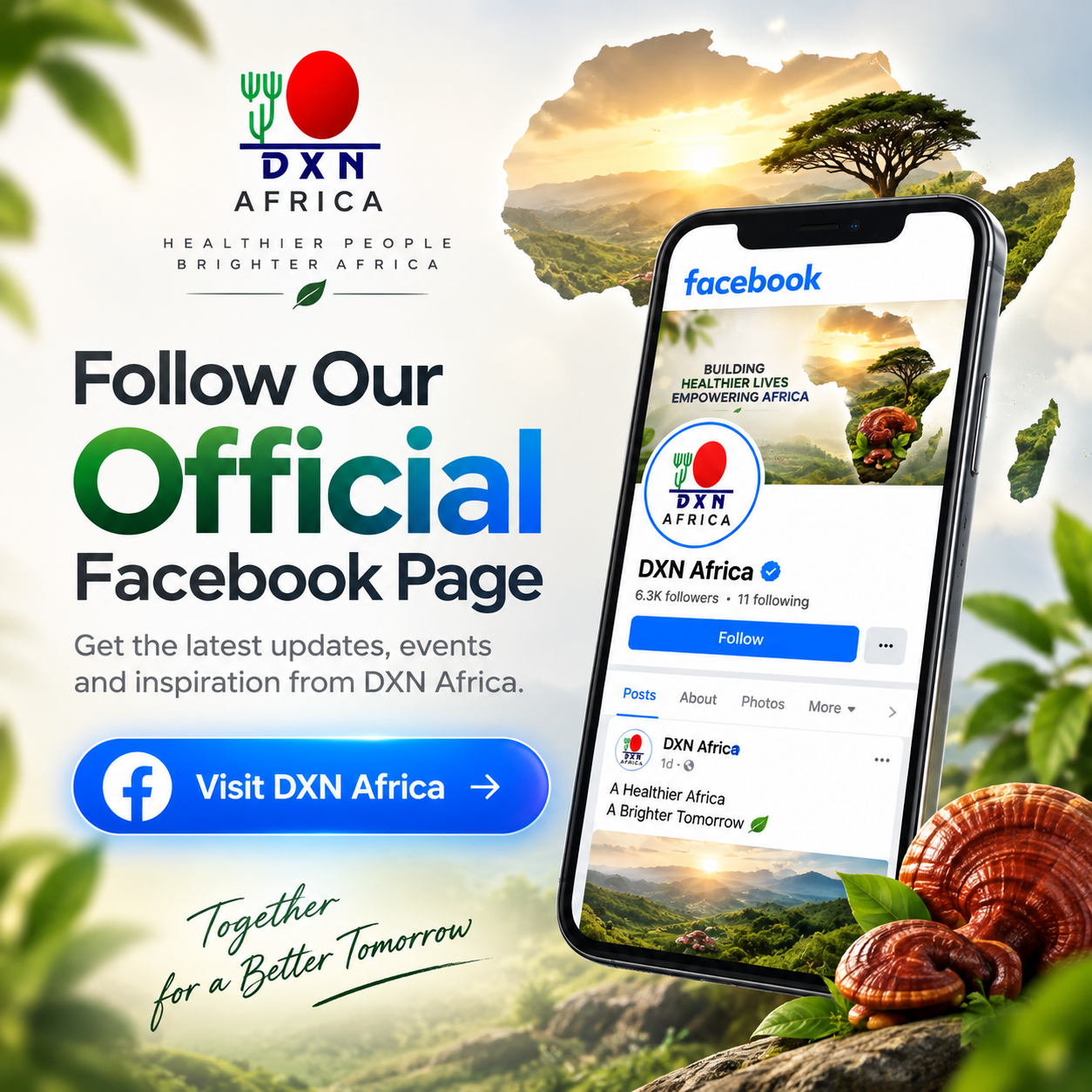 Follow the official DXN Africa Facebook page